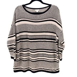 J Jill Linen Sweater Black‎ Cream XL